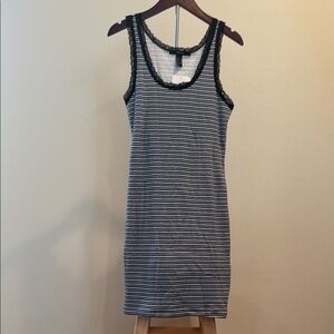 NWT Forever 21 Striped Blue Bodycon Mini Dress with Lace Detailing